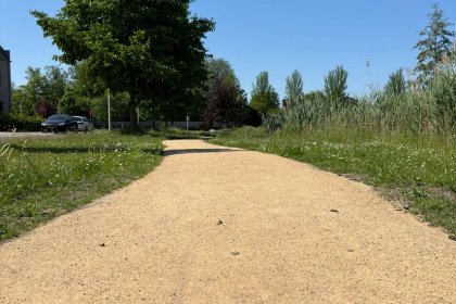 Wassergebundene Wegedecke im Sportpark Couwenhoek mit KoMex BIO Gelb am Anna-Marie-van-Capellen-Park